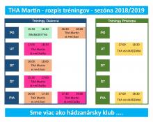 Nový rozpis tréningov na sezónu 2018/2019